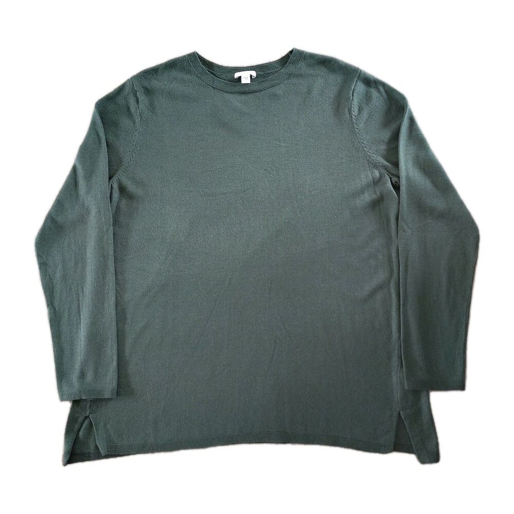 J.Jill Womens Large Green Sweater Cotton Viscose Blend Soft Knit Pullover NWT